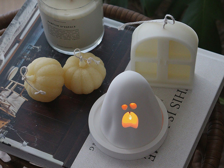 Halloween Ghost Tea Light Holder with Five Tea Light Soy Candle