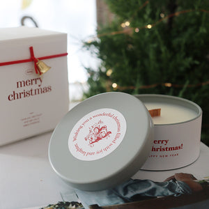 6OZ Christmas Tin Soy Candle with Wood Wick