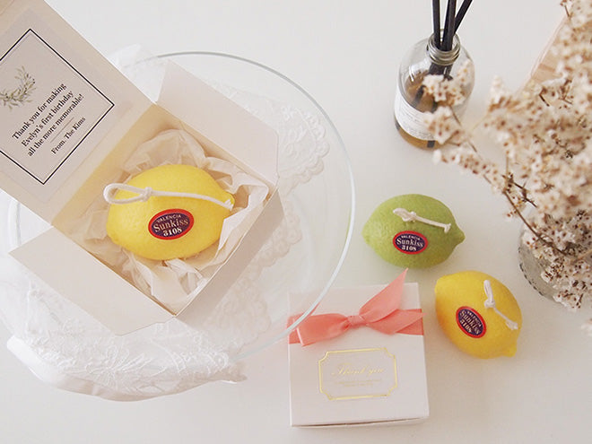 Set of 10 Lemon Pillar Soy Candle Favor