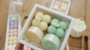 Set of Mini Cube Pillar Soy Candle with Soy Tealights