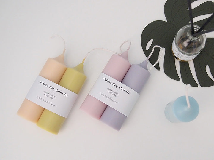 Set of 2 Cylinder/Dome Pillar Soy Candle