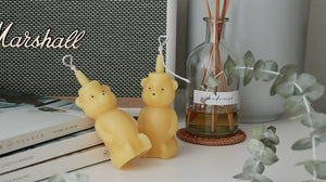100% Beeswax 1 Honey Bear & 6 tealight candle Set