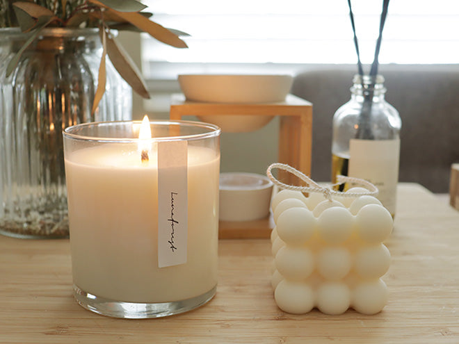 Set of 2 Soy Candle (1 Container,1 Cube Pillar Soycandle)