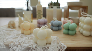 Set of Mini Cube Pillar Soy Candle with Soy Tealights