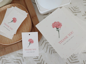 "Carnation Thank you" Tag,Card (Set of 10)